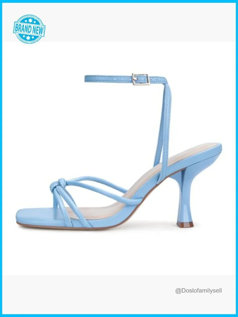 Strappy Square Toe Stiletto Heeled Sandals 3 inch Ankle Buckle Slingback Summer
